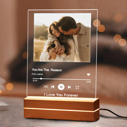 Illuminate Your Love: Personalized Song Photo Acrylic Plaque LED Night Light for Unforgettable Memories!